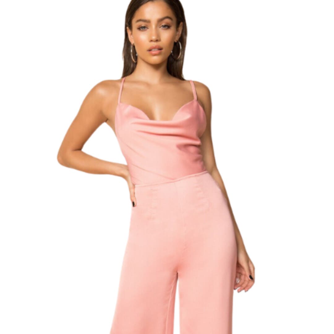 superdown Karoline Cowl Neck Jumpsuit in Blush NWT Size XS