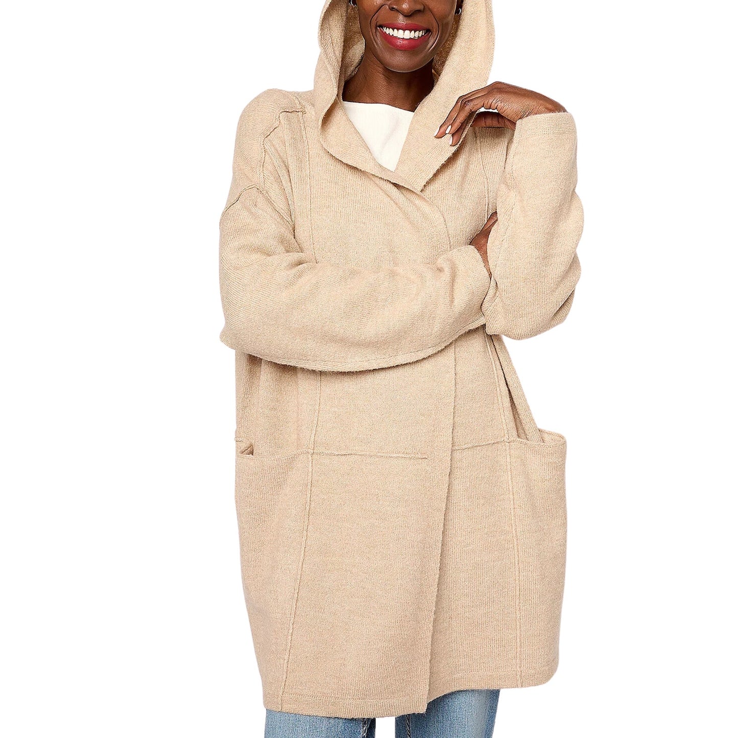 Studio Park x Amy Stran Hooded Cardigan in Camel NWT Size 2X Plus Size