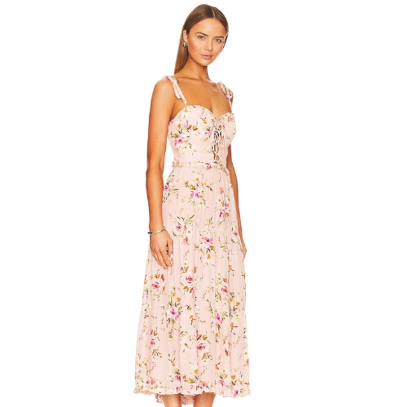 Yumi Kim Sandrine Midi Dress in Floral Dawn Blush NWT Size Large