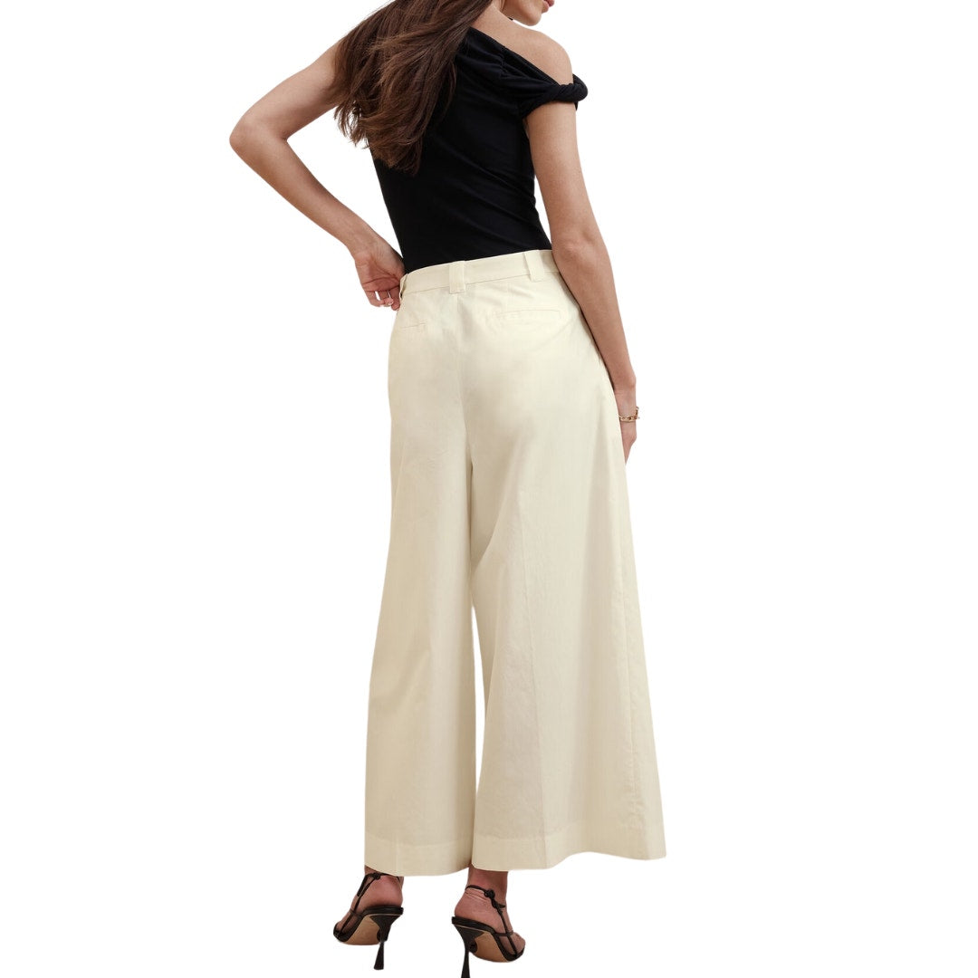 Banana Republic Pleated Wide Leg Petite Pant in Iced Ivory NWT Size 00