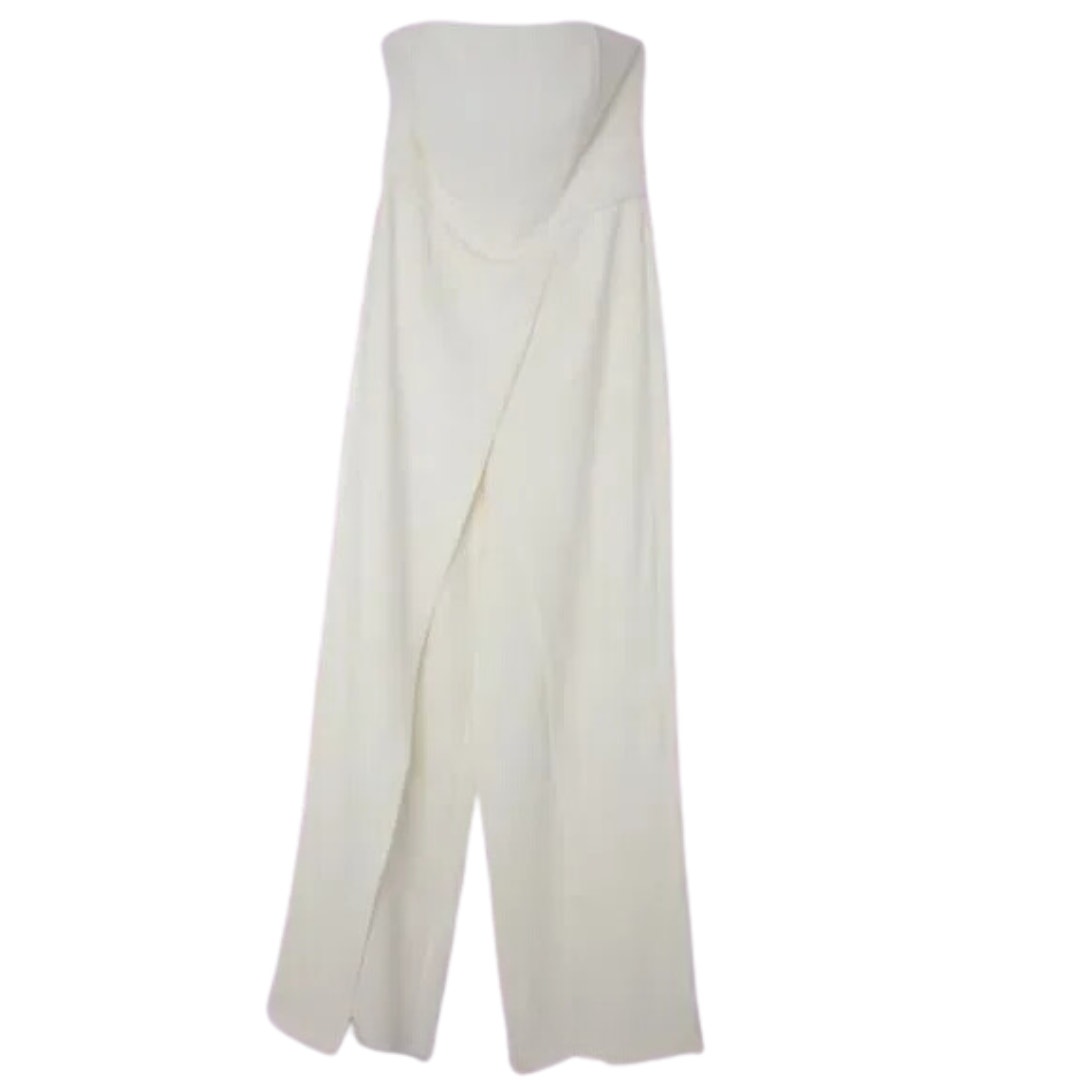 WHBM Convertible Strapless Split-Leg Jumpsuit in Ivory Size 12