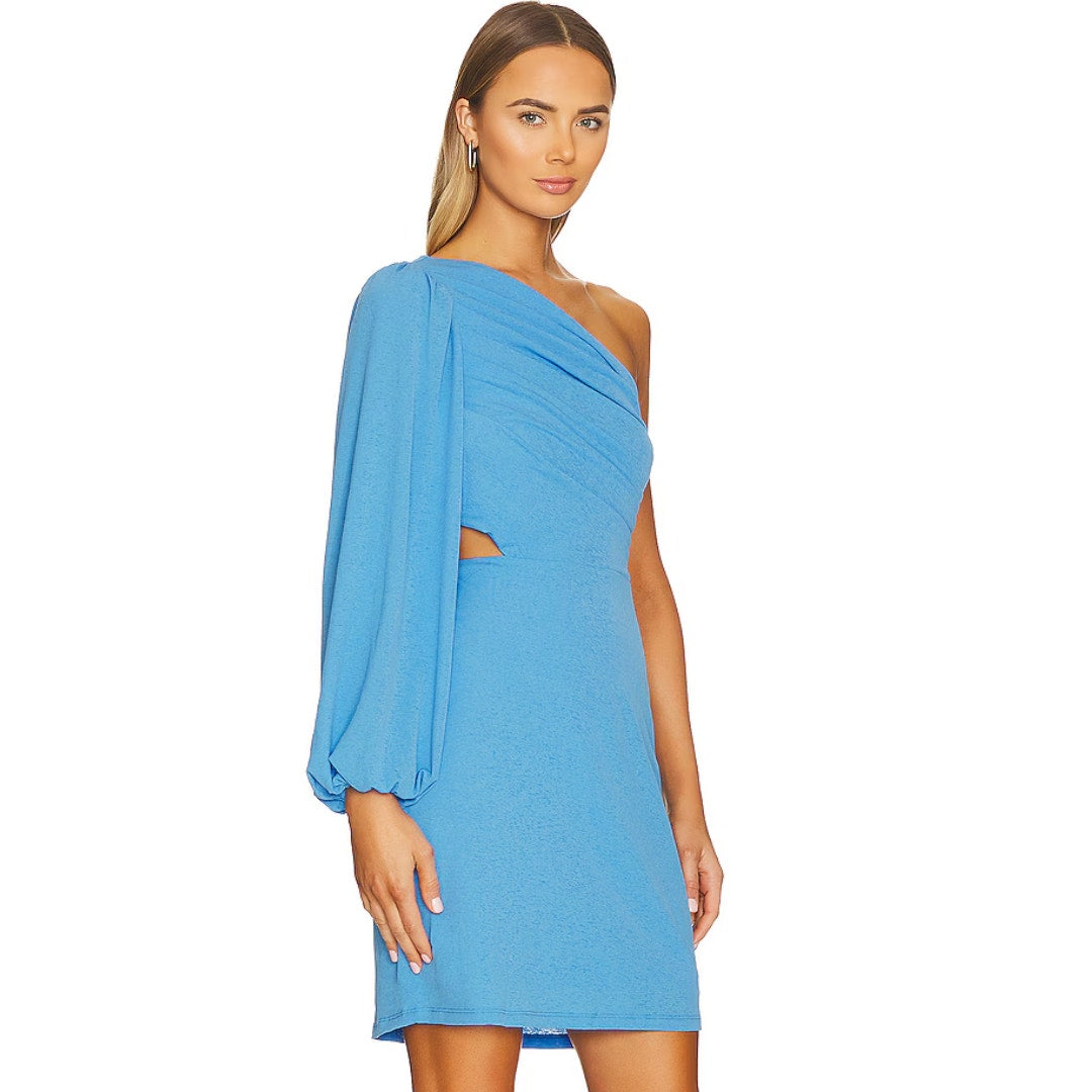 BCBGeneration One Shoulder Cut Out Mini Dress in Azure Blue NWT Size 0