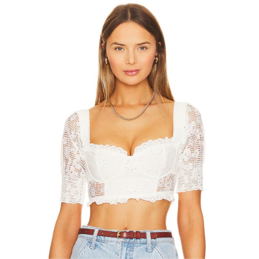 MORE TO COME Kallie Crop Top in White NWT Size  XL