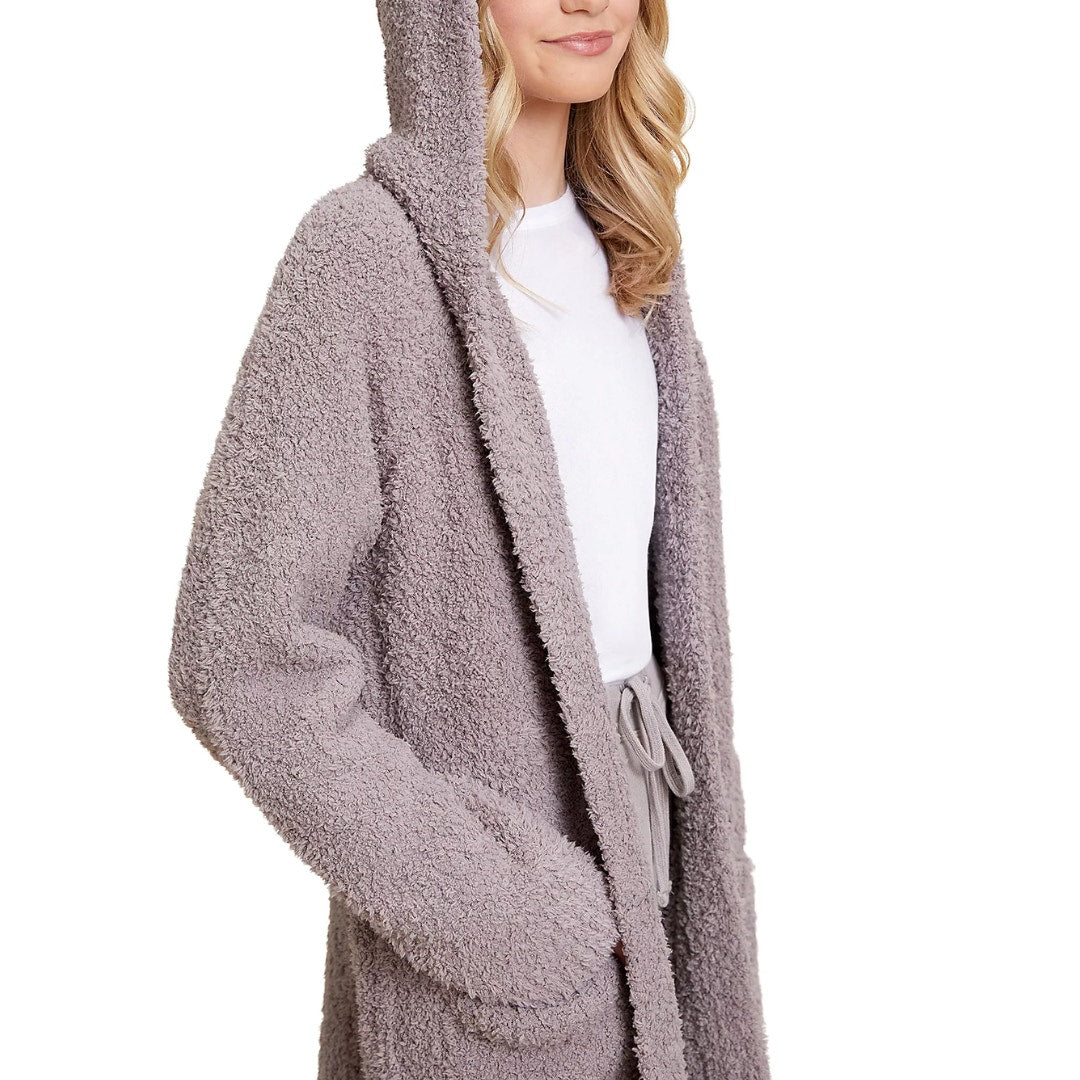 Barefoot Dreams CozyChic Boucle Youth Hooded Long Coatigan NWT 8-10