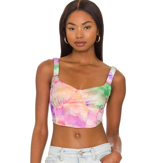 Superdown Destiny Crop Top in Watercolors NWOT Size Small