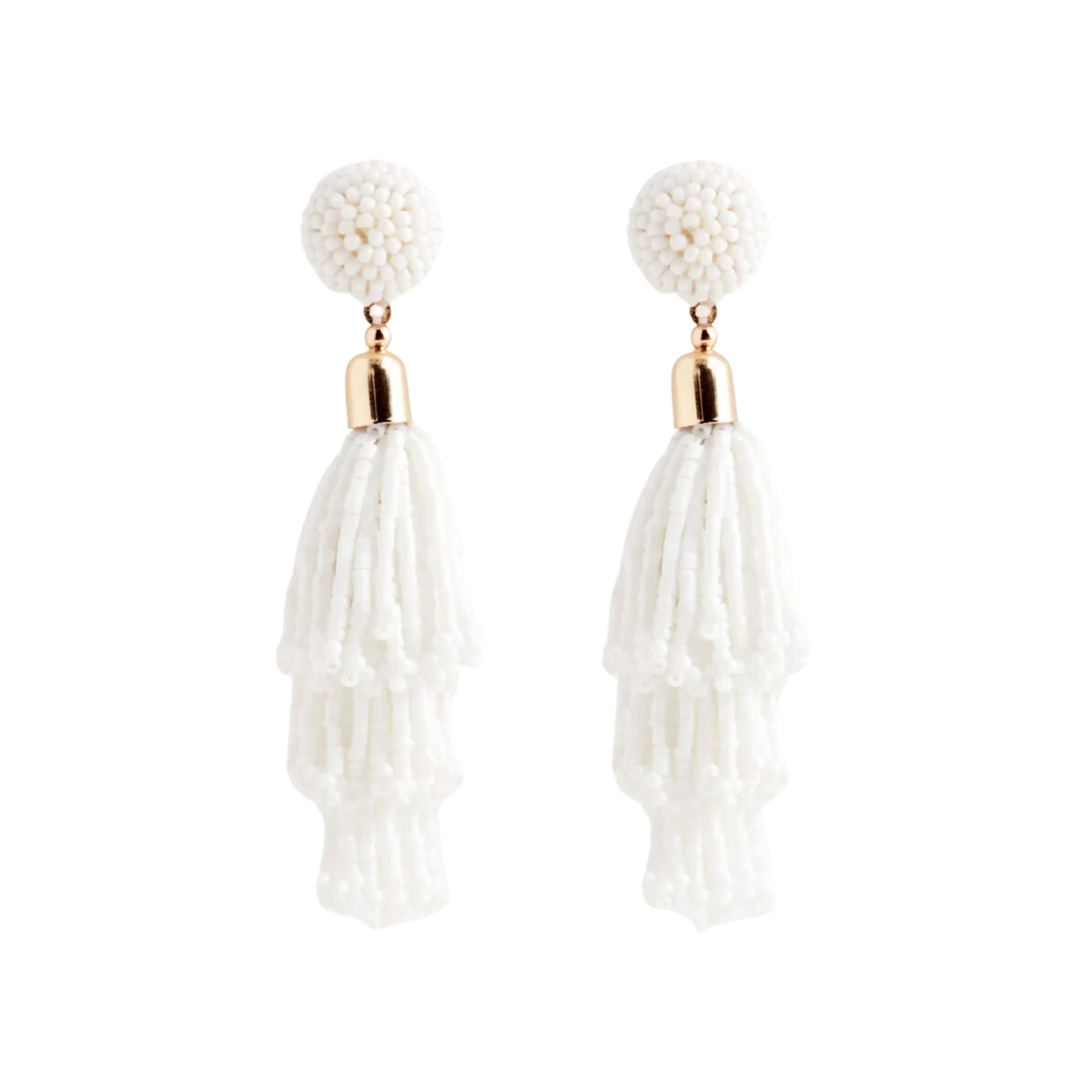 Panacea Rachel Zoe White Beaded Tassel Dangle Earrings