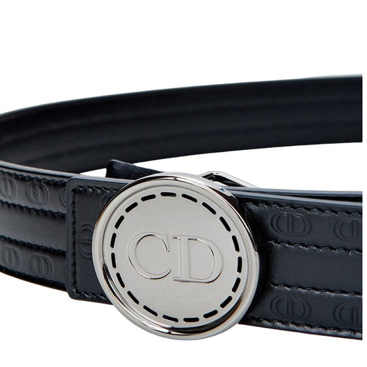 Dior Black Leather Hoon CD Belt/95 cm / 38 Inches/Black