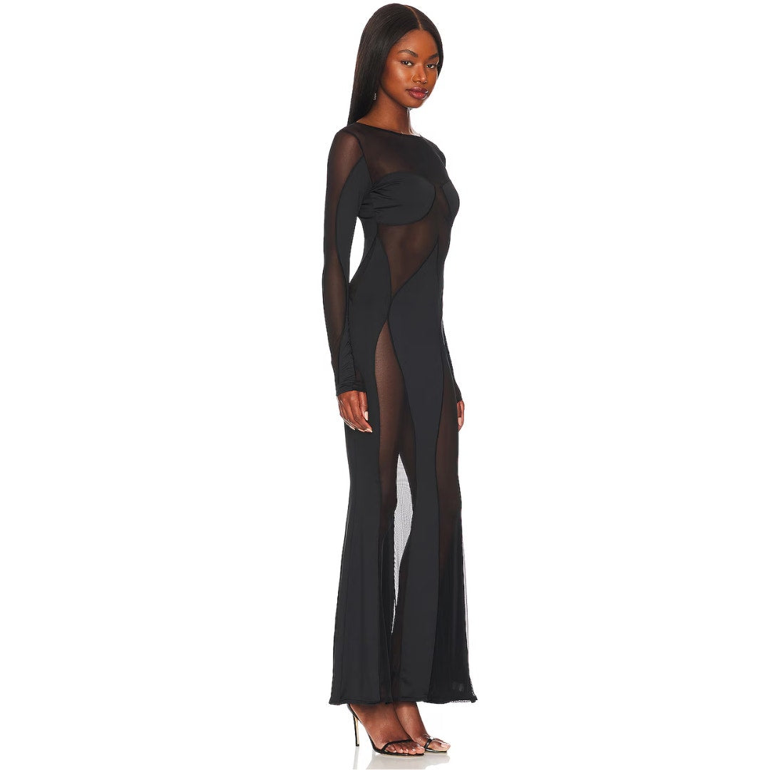 OW Collection Sierra Maxi Dress in Black NWT Size Small