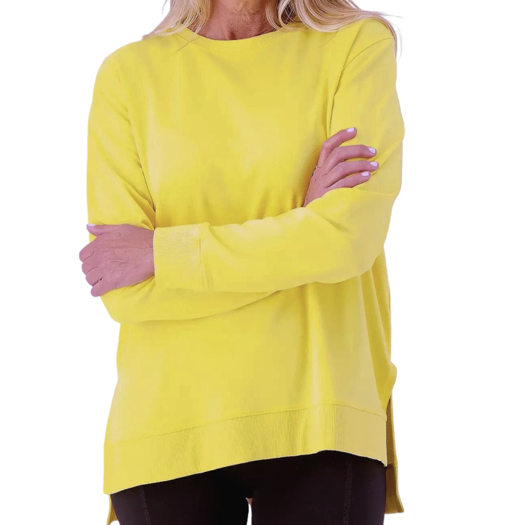 zuda Z-Knit French Terry Pull-Over in Lemon Yellow NEW Size XXS