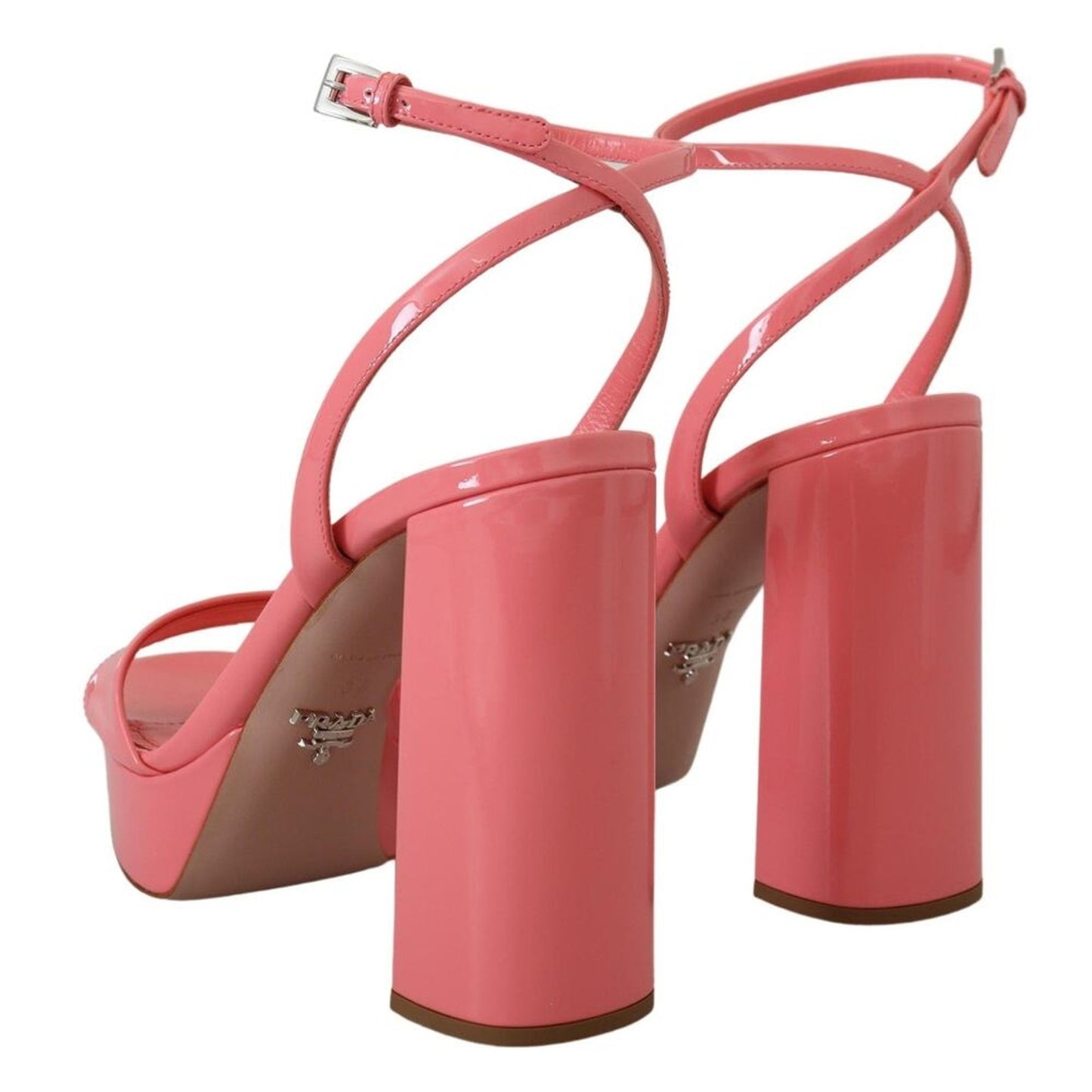 Prada Pink Patent Sandals Ankle Strap Heels Sandal EU38.5  US 8 Pink