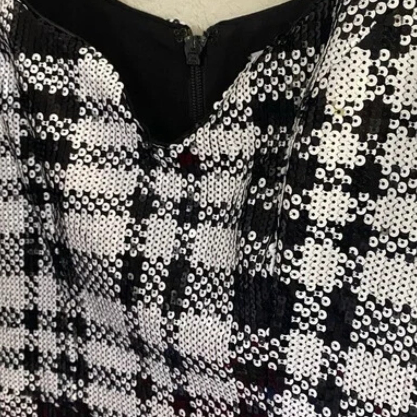 Dress the Population Black and White Sequin Plaid Mini Dress Size Small