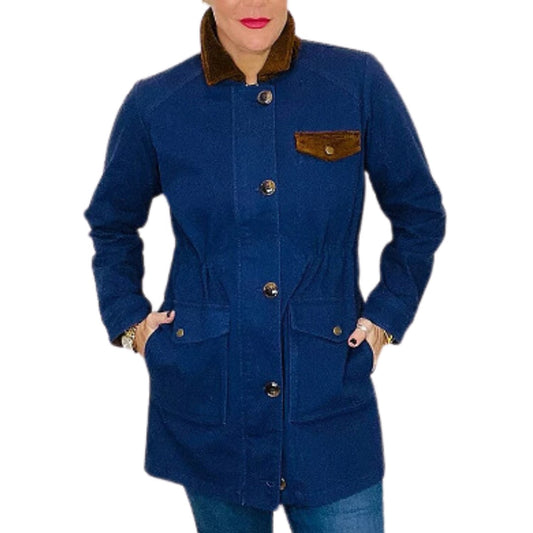 Joan Rivers Field Jacket with Corduroy Trim in Peacoat NWT Size Large