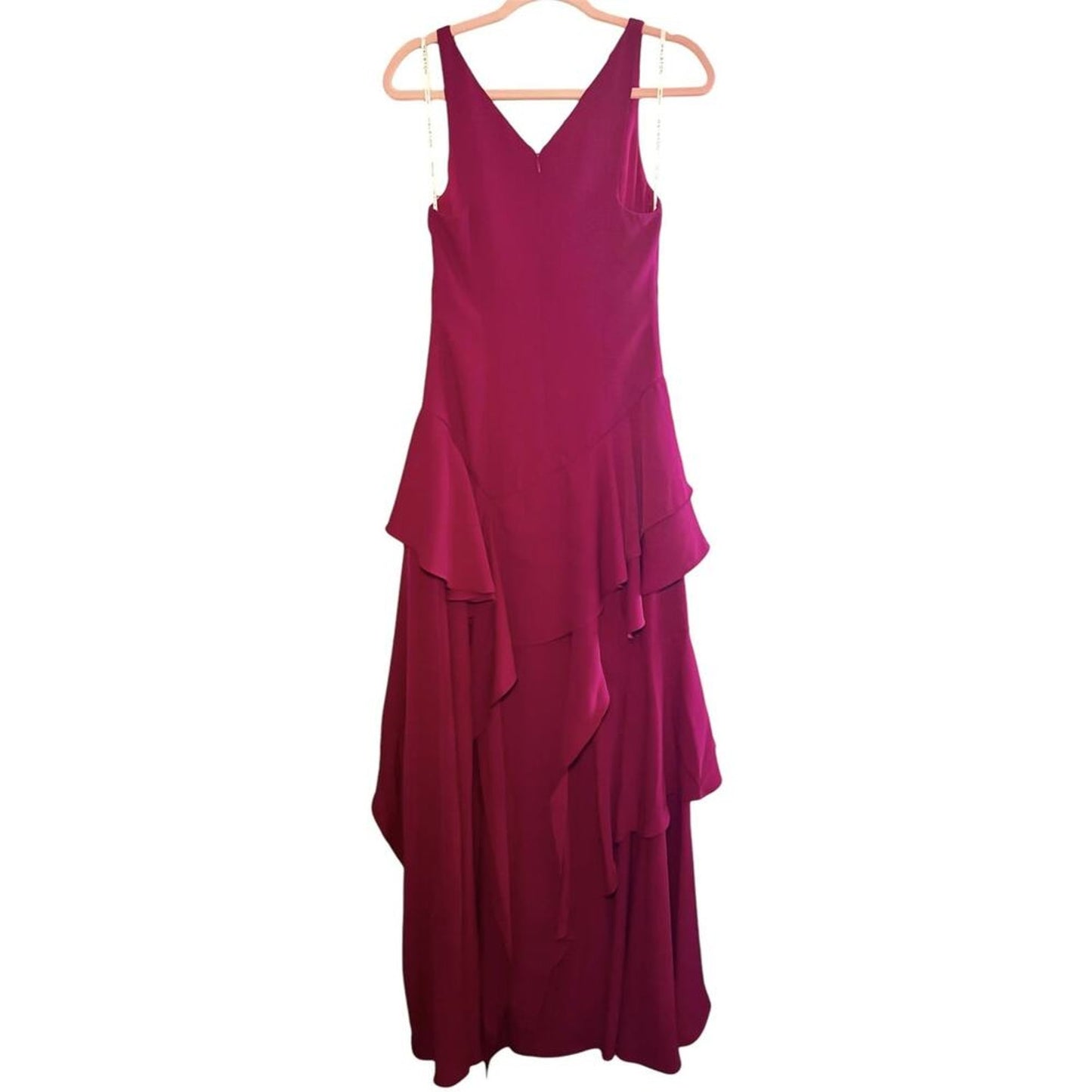 Halston Heritage Drop Waist Tiered Ruffle Gown - /Pink - 0