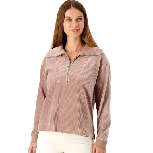 Encore by Idina Menzel Half-Zip Corded Velour NWT Size Large