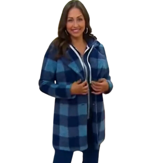 Joan Rivers Petite Buffalo Check Sherpa in Indigo NEW Size 3X