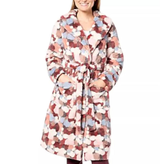 Berkshire Homewear Wellsoft Shawl Collar Robe in AbstrctPaintDot NWT Size LG