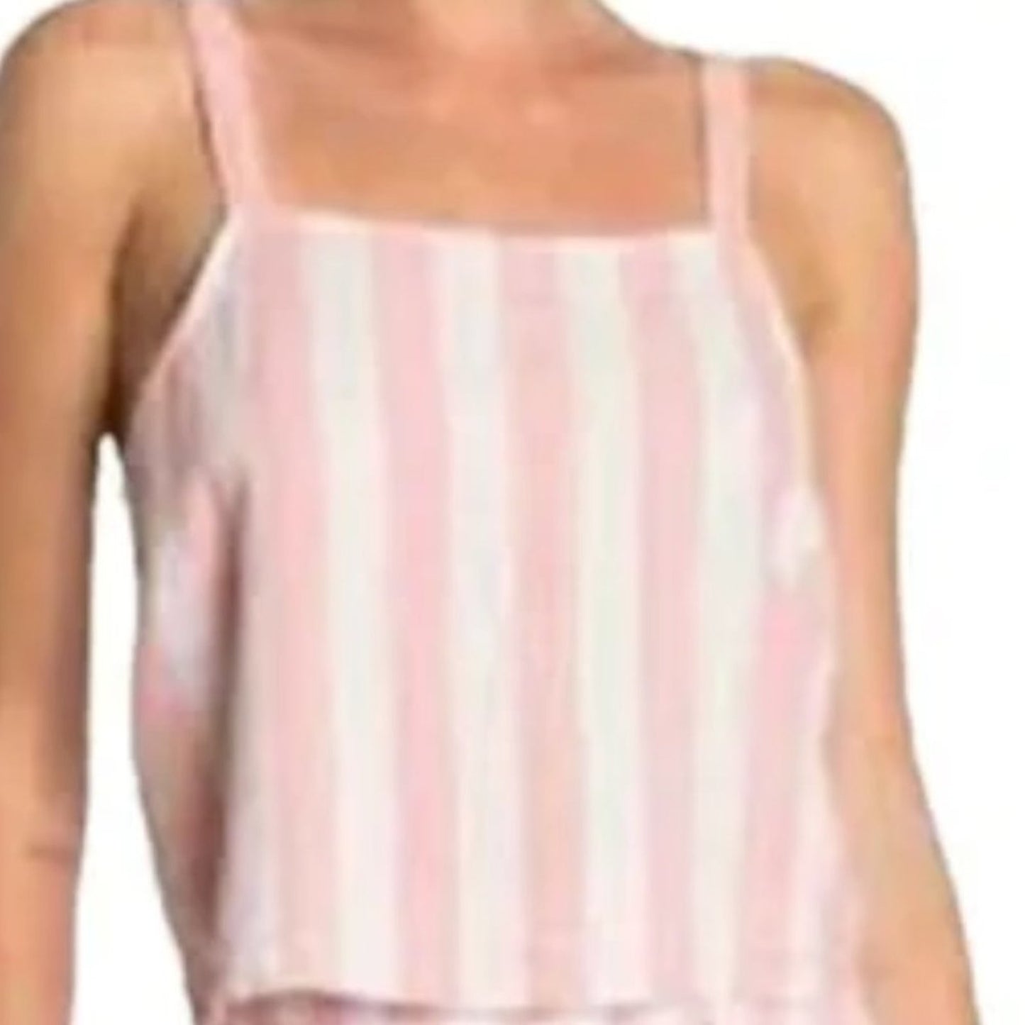 Nordstrom Linen Cabana Stripe Crop Tank Top Abound NWT Size Small