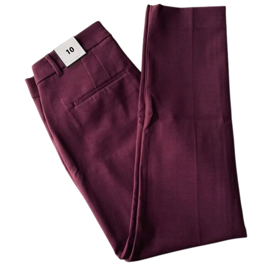 WHBM The Slim Ankle Pant in Burgundy Plum NWT Size 10