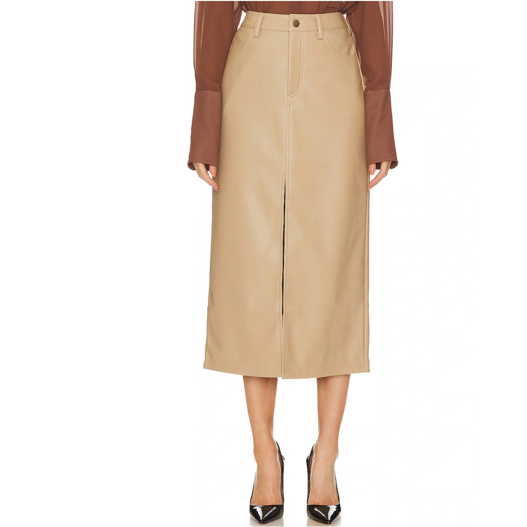 Steve Madden Avani Faux Leather Skirt in Camel NWT Size 8