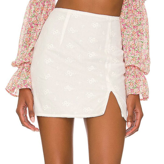 Revolve X More to Come Samantha Mini Skirt in White NWT Size Small