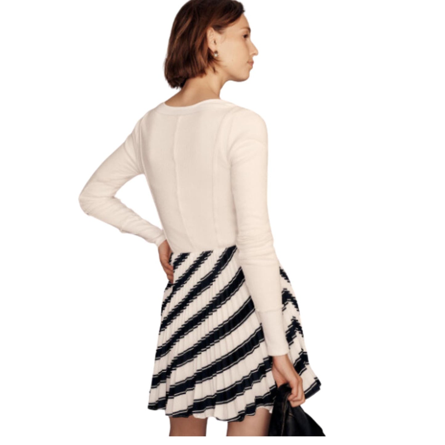 Anthropologie x Maeve Pleated Skirt in Black and White NWT Size 14