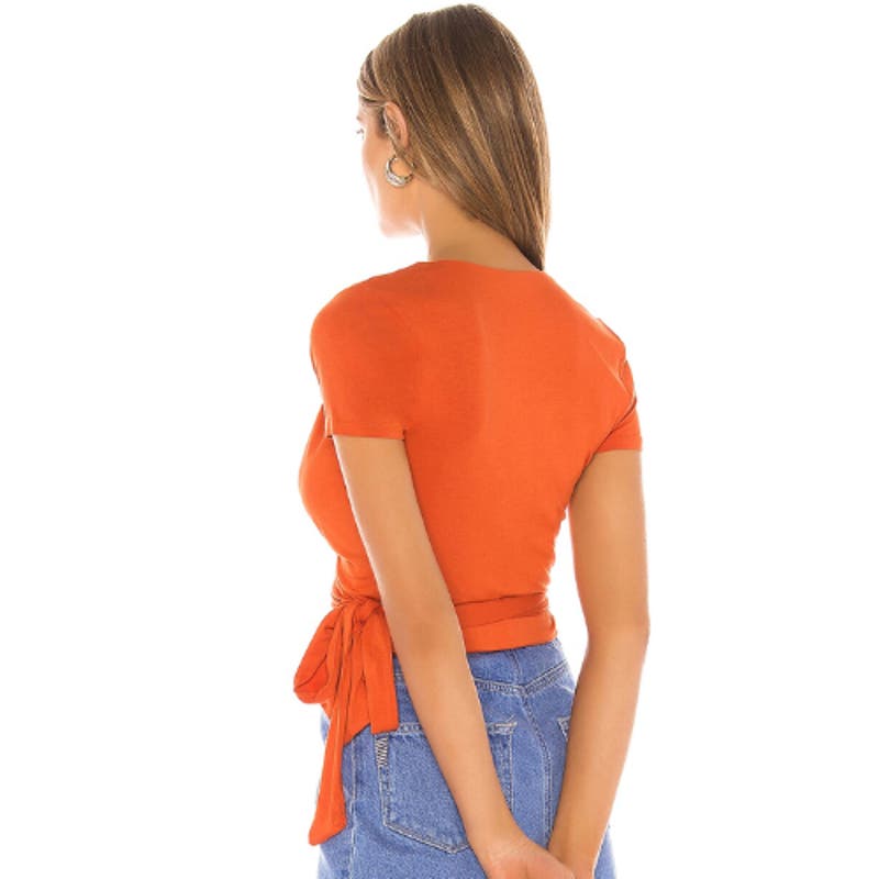 Lovers + Friends Sherwood Wrap Top in Brick Orange NWOT Size Small