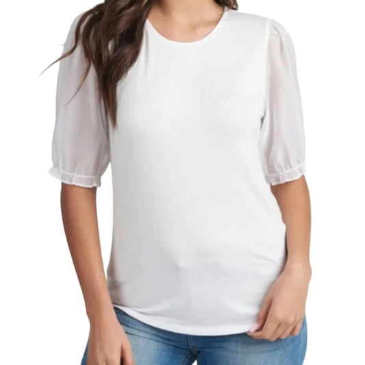 Nordstrom DR2 White puff sleeve top NWT Size Medium