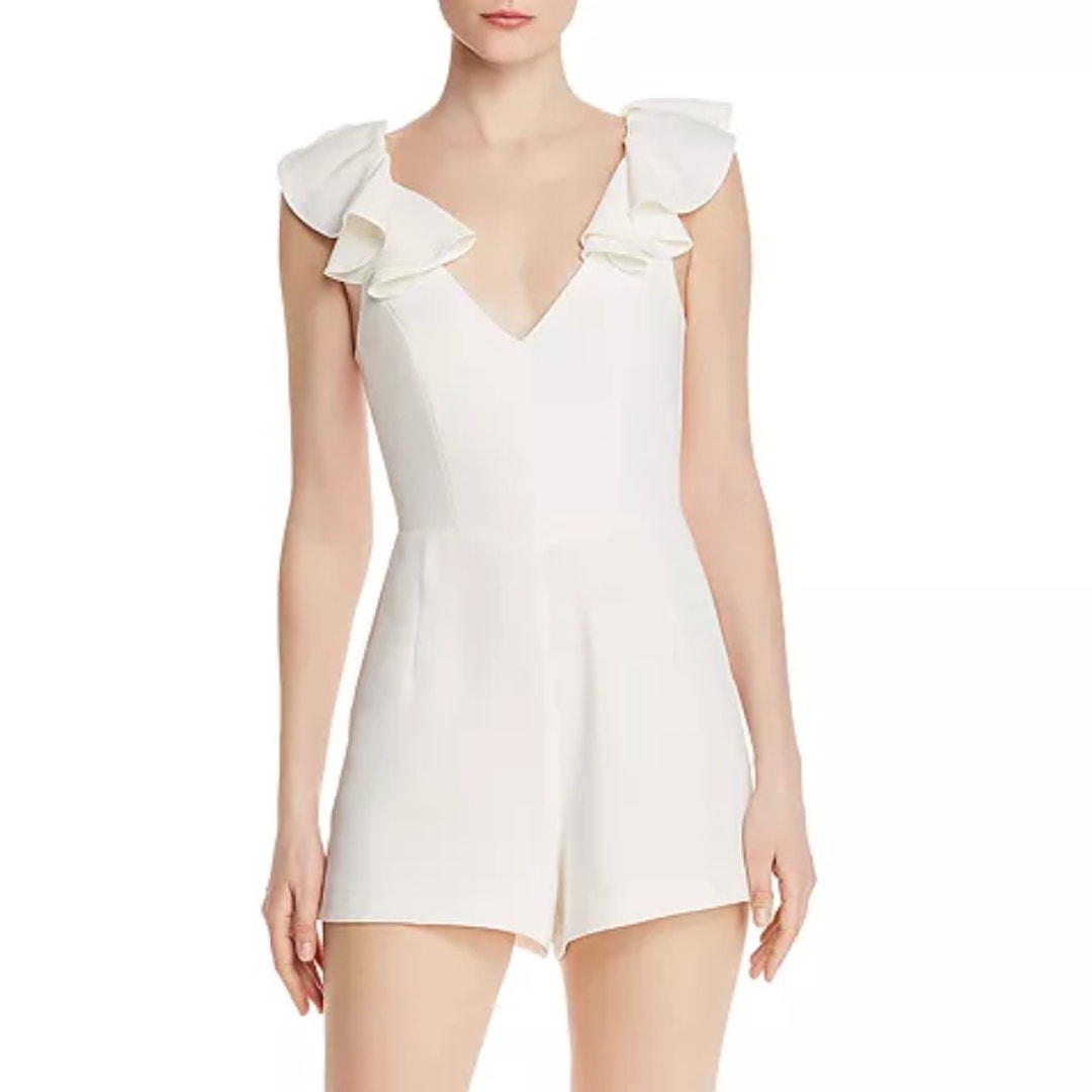 Amanda Uprichard Gimlet Short Romper in Ivory Size Small