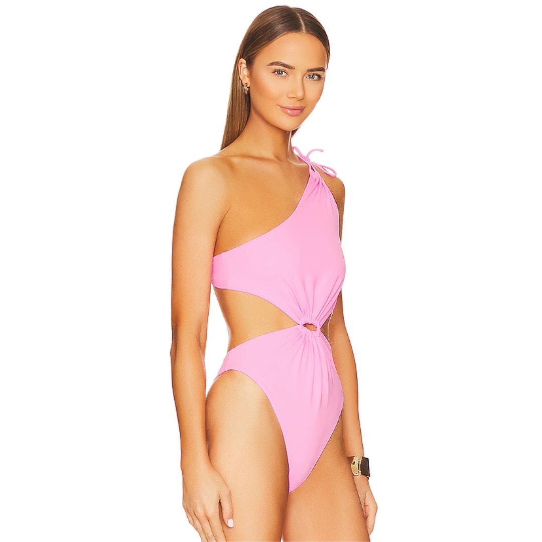 Agua Bendita Bloom One Piece in Ross Solid Pink NWT Size Large