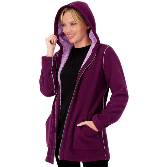 Susan Graver Weekend Reversible Polar Fleece & Sherpa Coat Purple/Lilac L