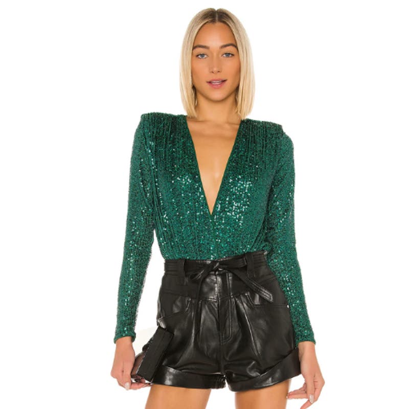 NBD Sloane Bodysuit in Emerald Green NWT Size Large