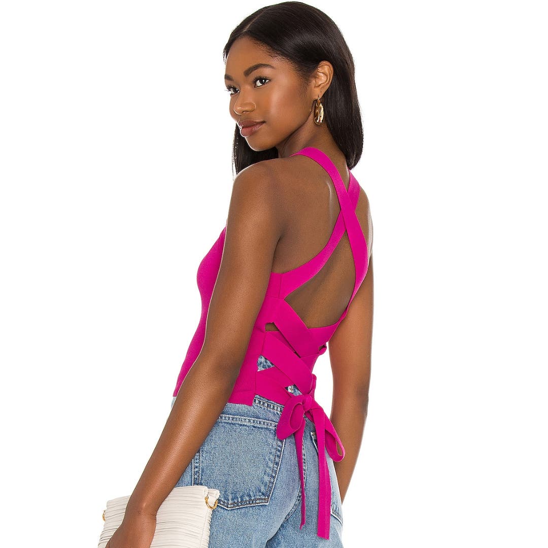 NBD Tia Tie Back Top in Fuschia NWT Size Small