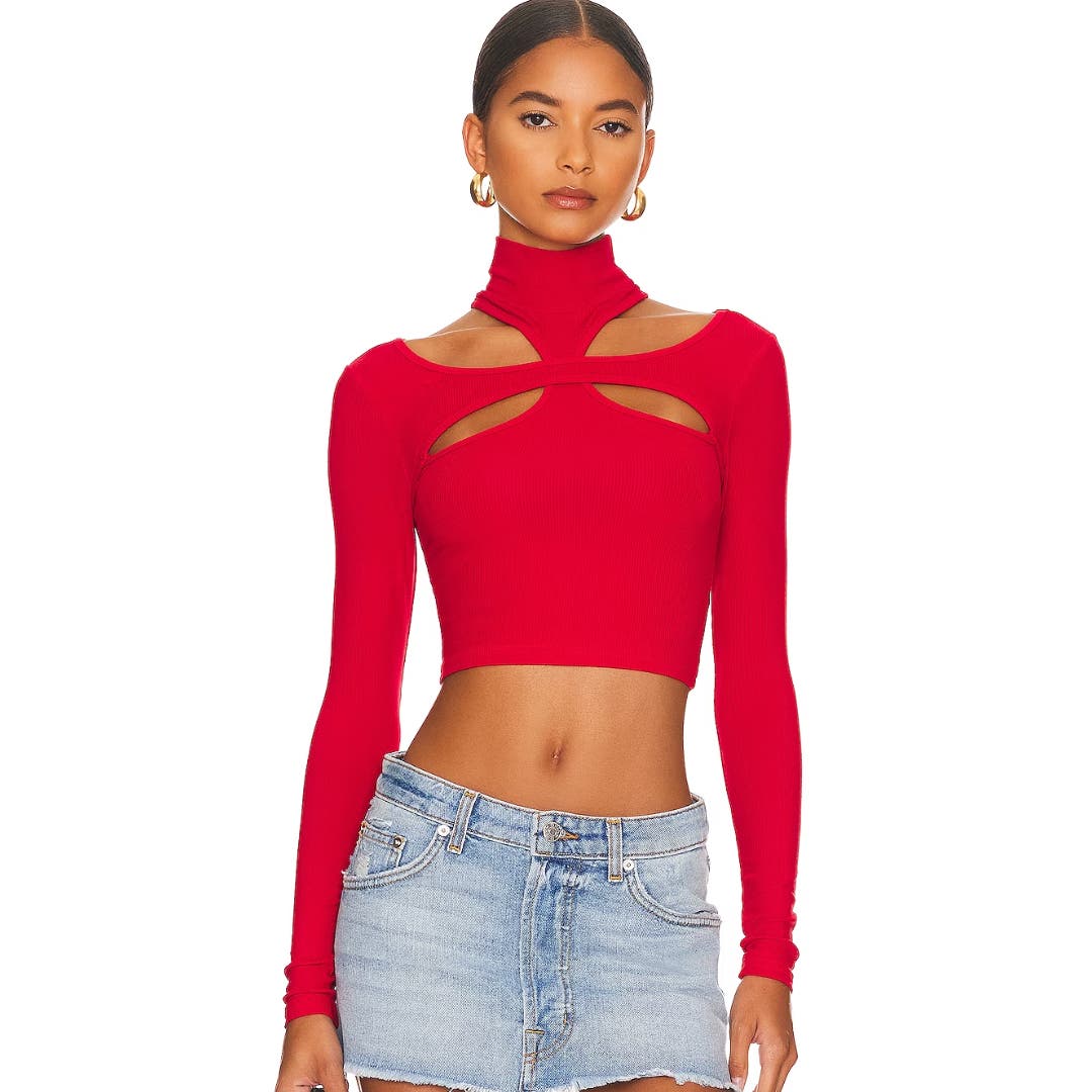 H:ours Alyson Cut Out Top in Red NWOT Size Small