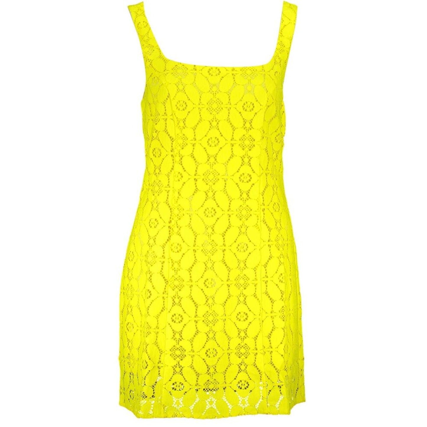 Desigual Chic Yellow Square Neck Sleeveless Dress/XL/Yellow