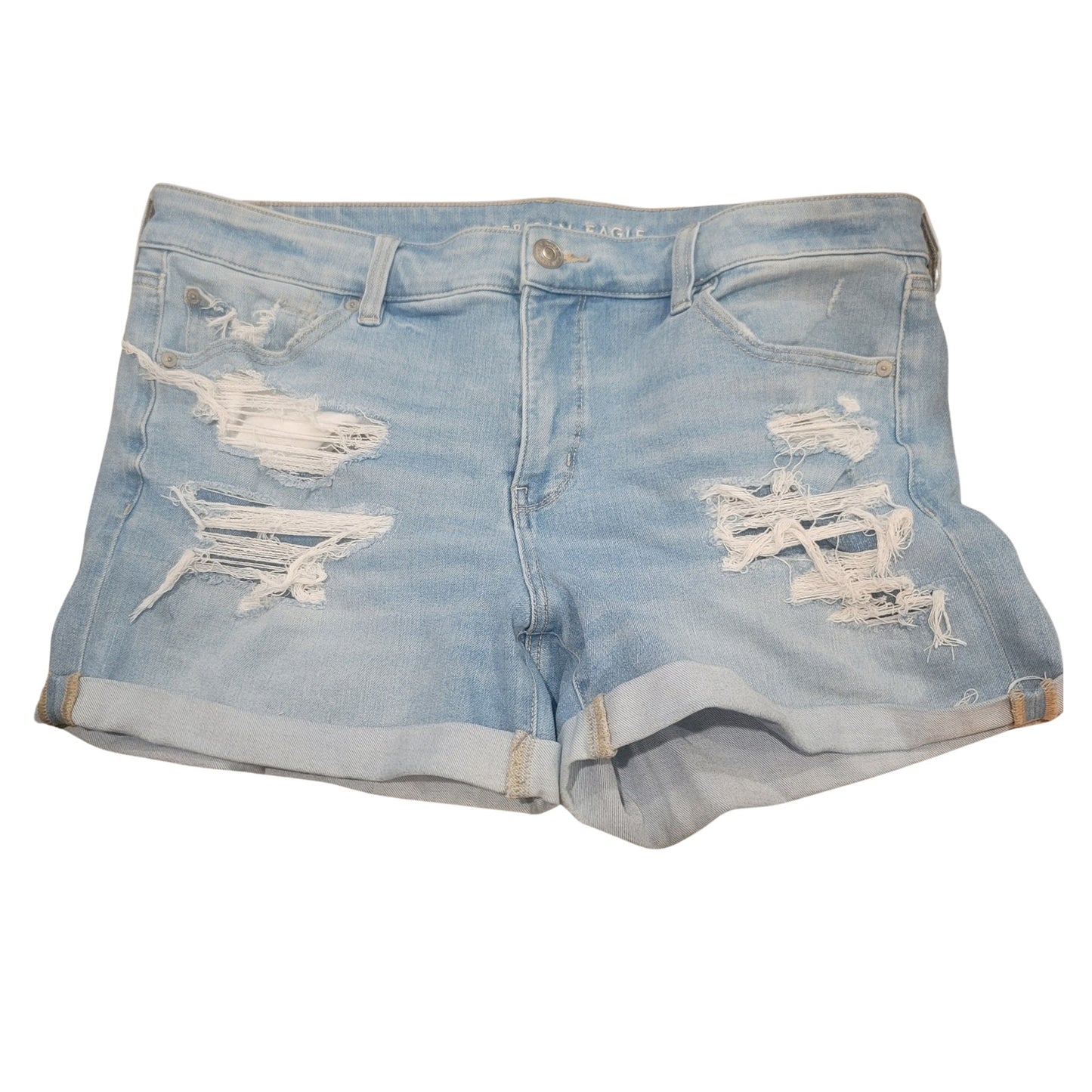 AE Dream Denim Midi Short in Light Destroy Wash Size 18