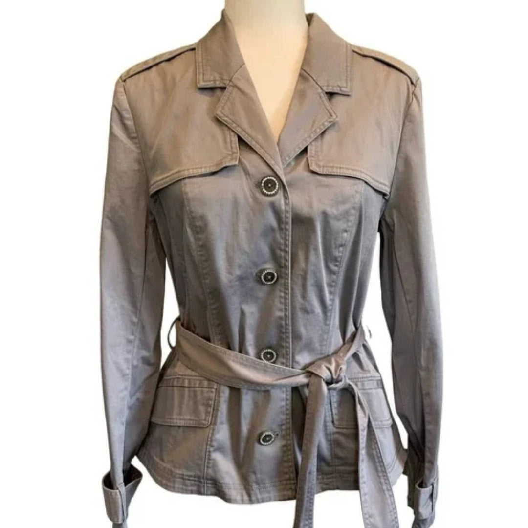 WHBM Casual  Short Trench Jacket in Gray size 14