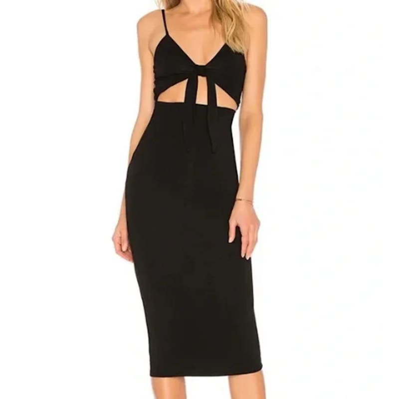 Lovers + Friends Black Cutout Midi Dress NWT Size Small