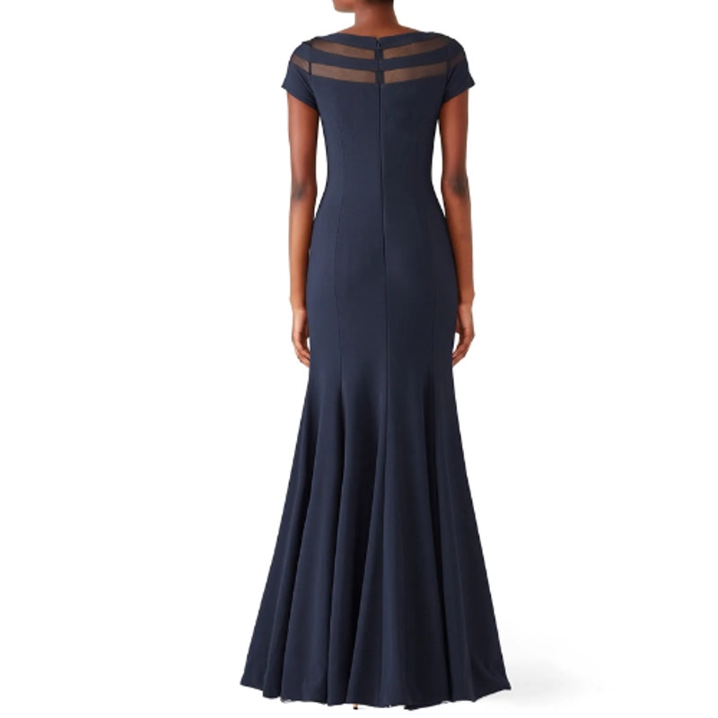 JS Collections Navy Illusion Panel Gown Size 16 Plus Size