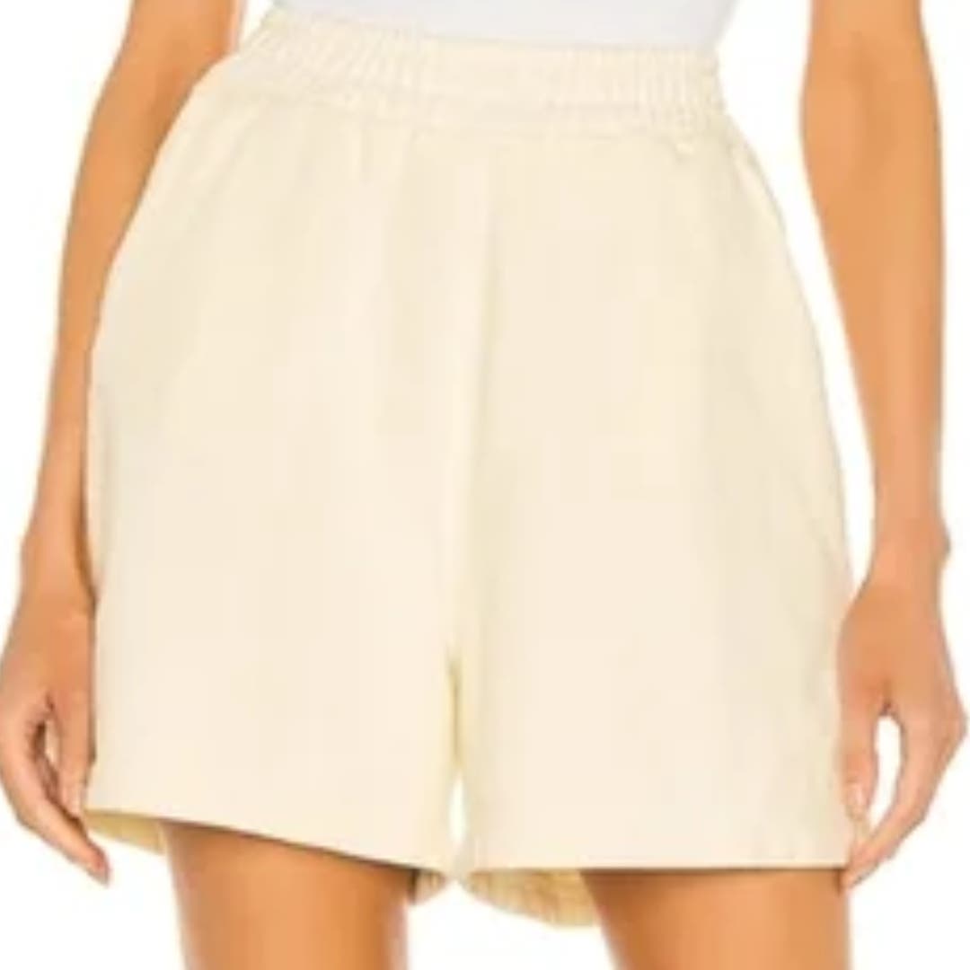 SIXTHREESEVEN High Rise The Sweat Shorts in Butter Pale Yellow NWT Size Small