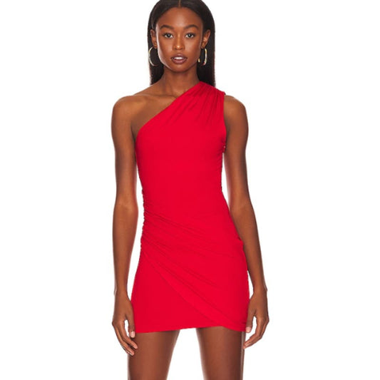 All The Ways x Superdown  Shani Ruched Mini Dress in Red NWT Size Small