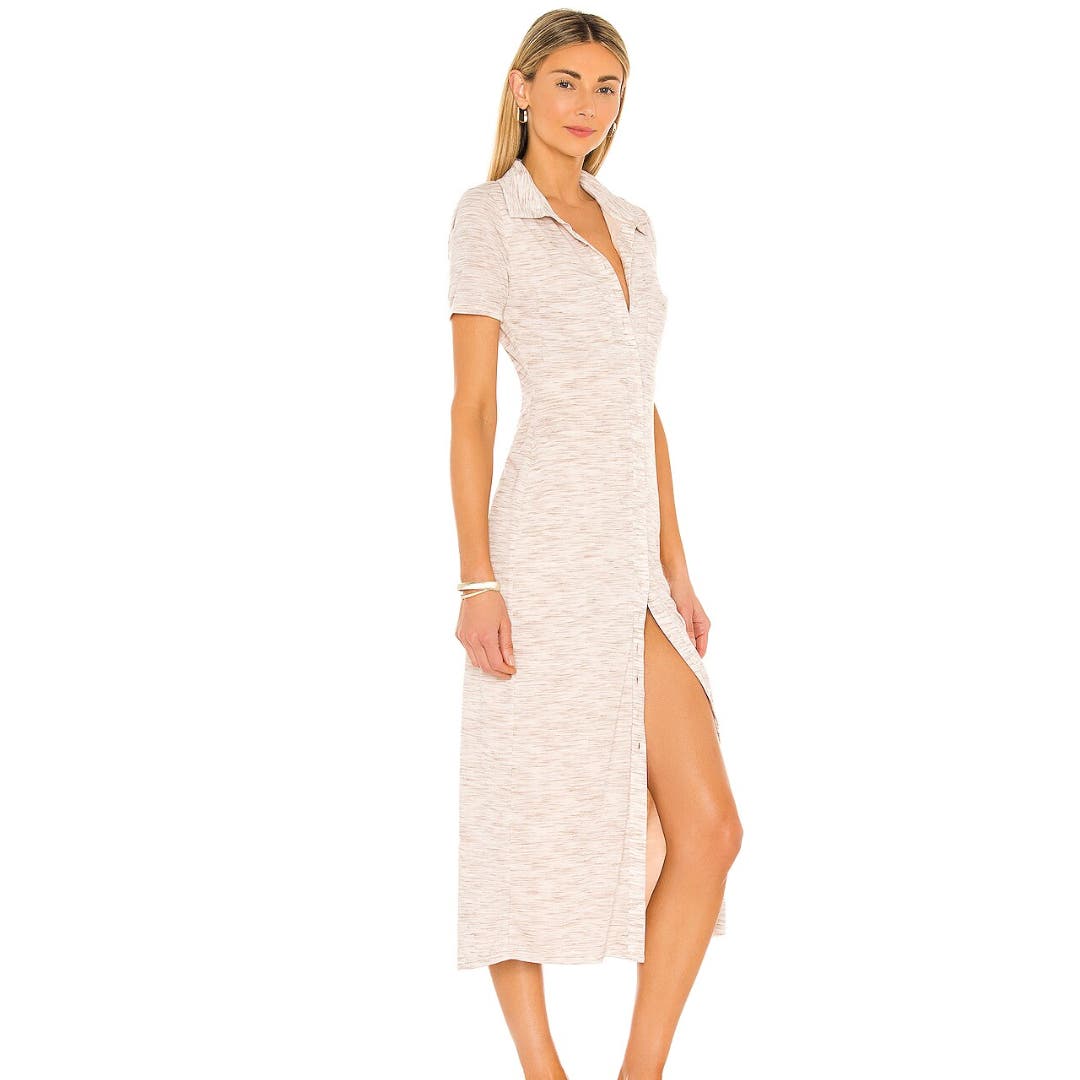 Lovers and Friends Kayce Midi Dress in Marled Natural NWT Size Small
