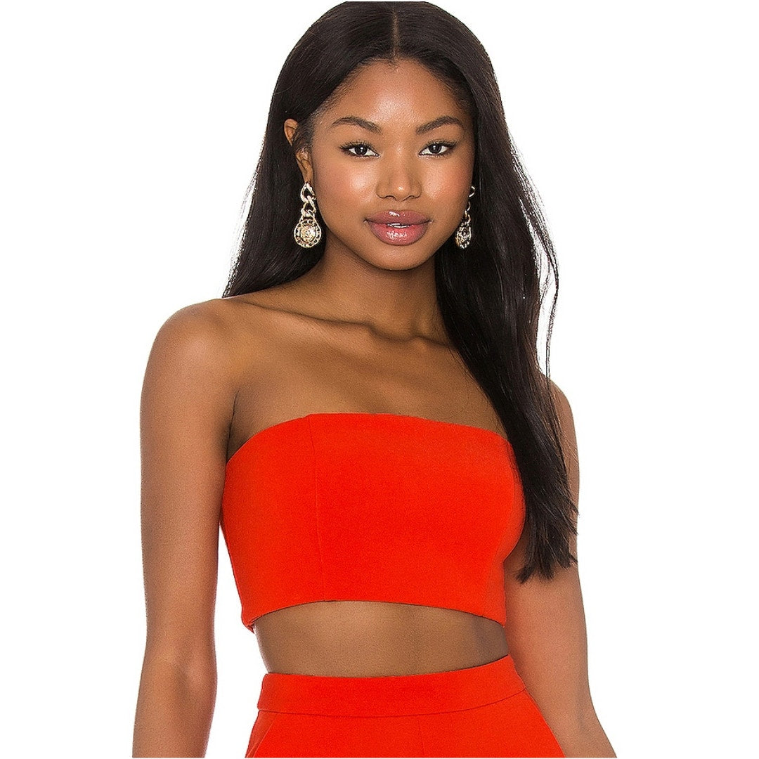 NBD Topaz Bandeau Top in Red Orange NWT Size Small