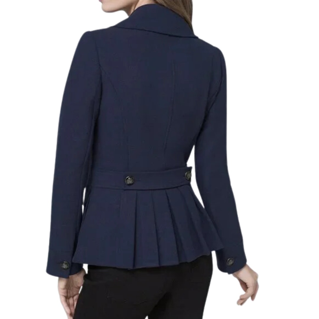 WHBM Double Breasted Peplum Back Navy Pea Coat Size XS