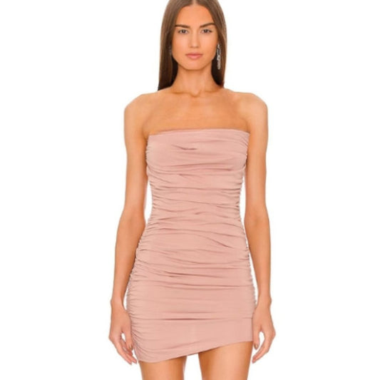 Michael Costello Julianna Ruched Mini Dress in Rose' NWOT Size Small