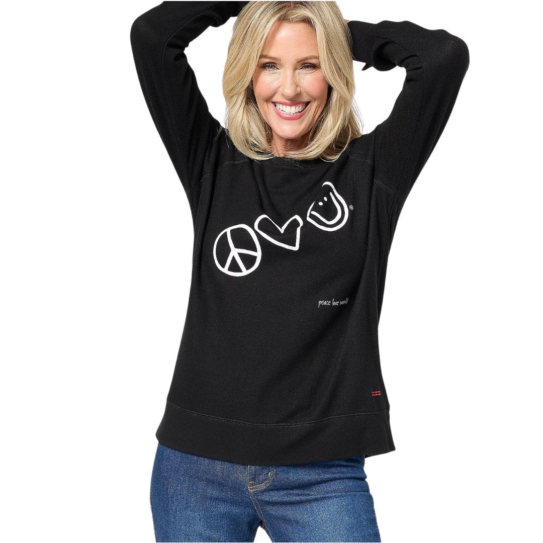 Peace Love World Comfy Affirmation in Black / White NEW Size 4X