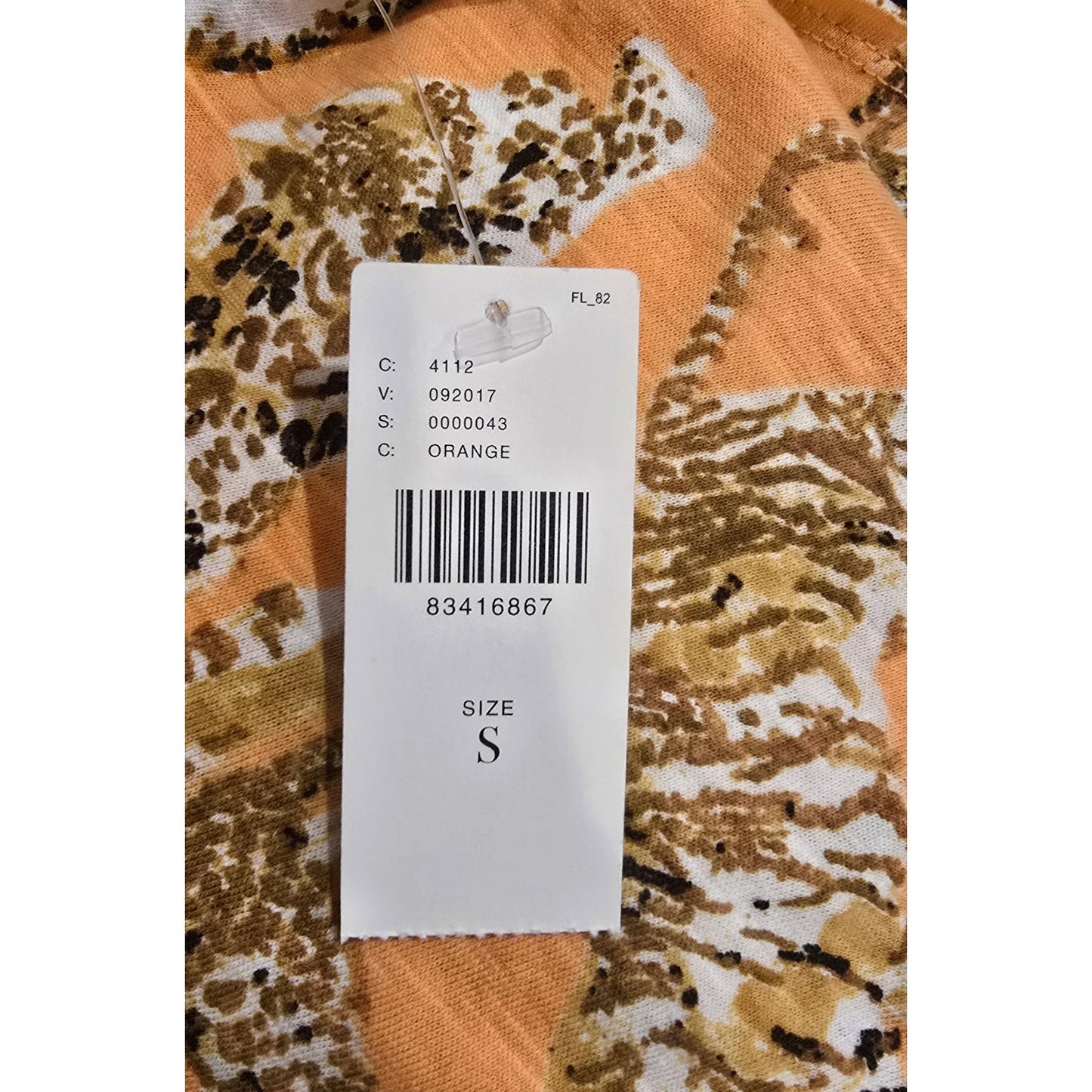 Anthropologie Maeve Big Cat Print Boxy Tee Orange NWT Size Small