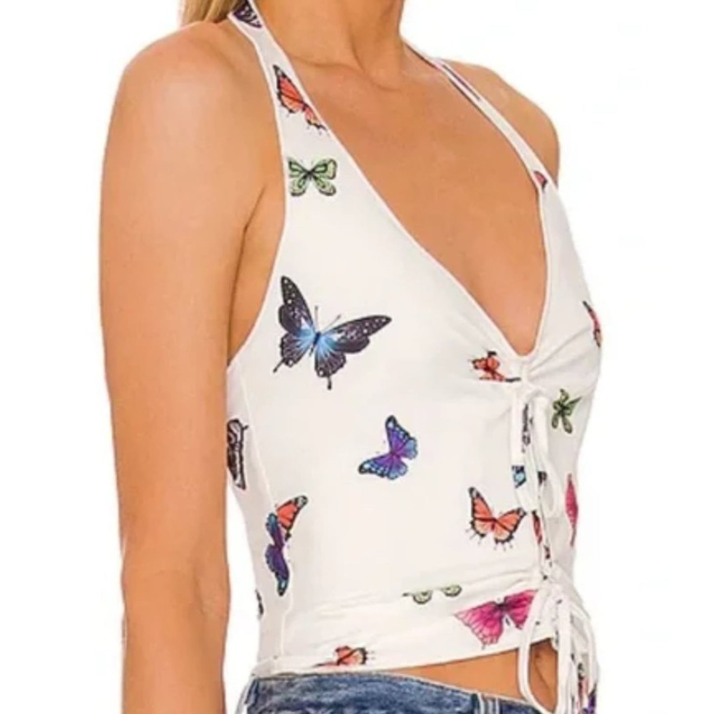 Superdown Butterfly Fields Crop top in Multi Color NWOT Size Small