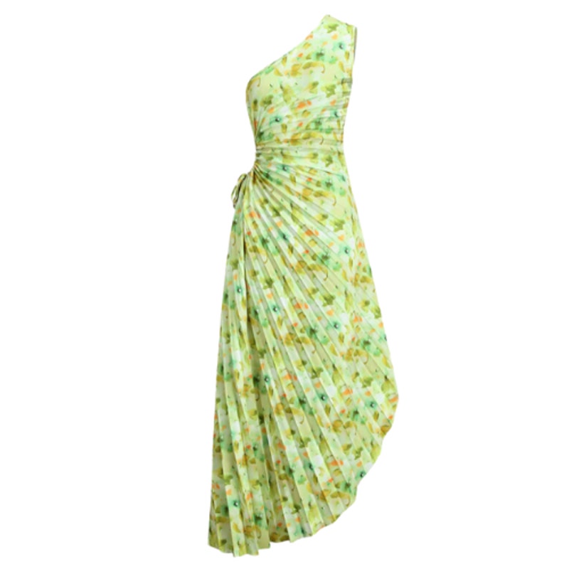 COMMENSE Greeness Floral Zippered Pleat Midi Dress NWT Size XS