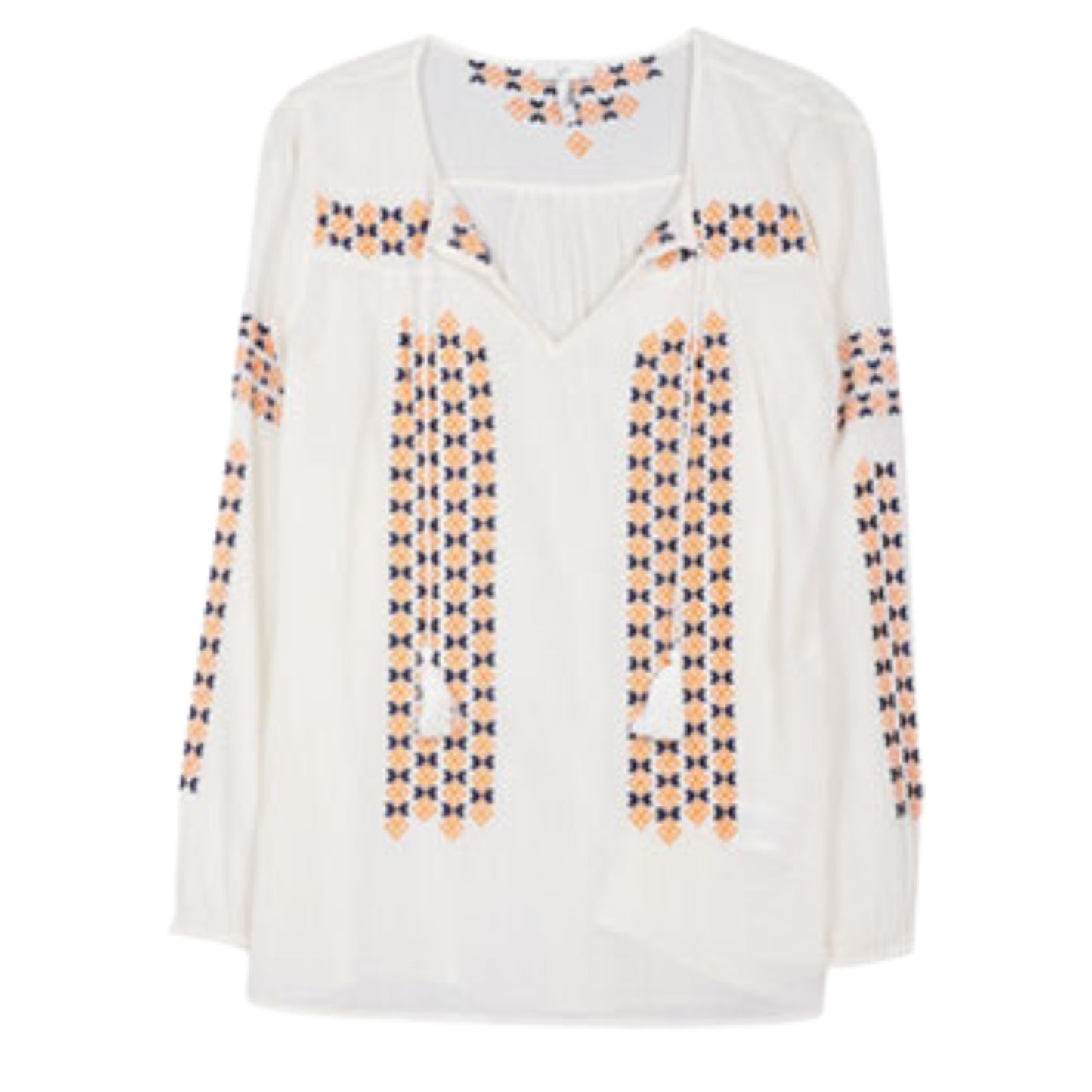 Joie Nira Geo Boho Embroidery Top Off White Size Small