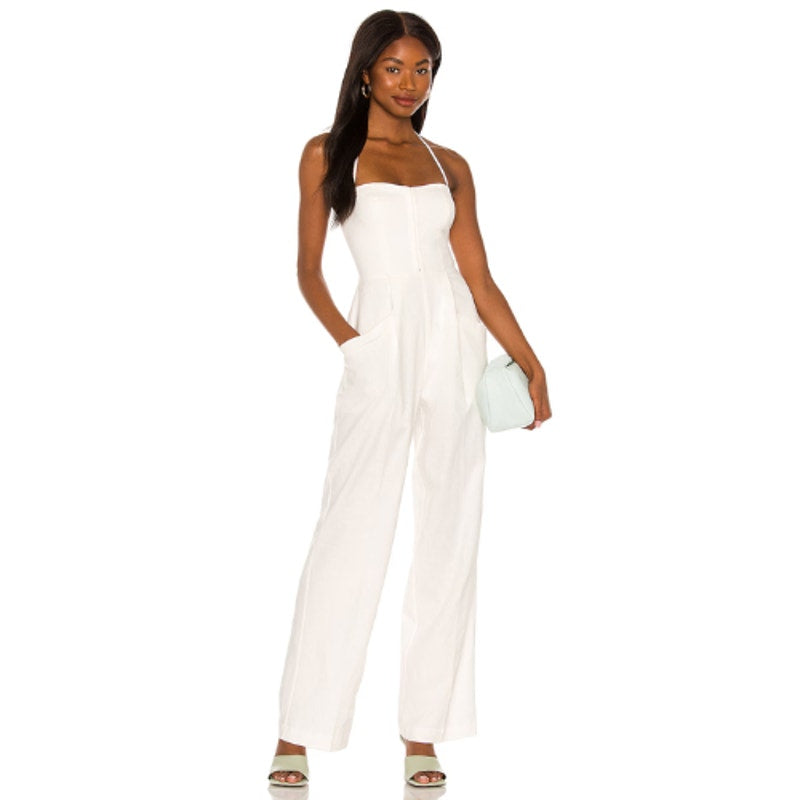 L'academie Gianna  Jumpsuit in Off White NWT Size Small